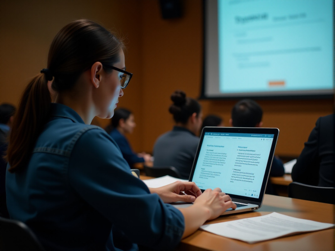 Student using ScribeSense to take notes in class.