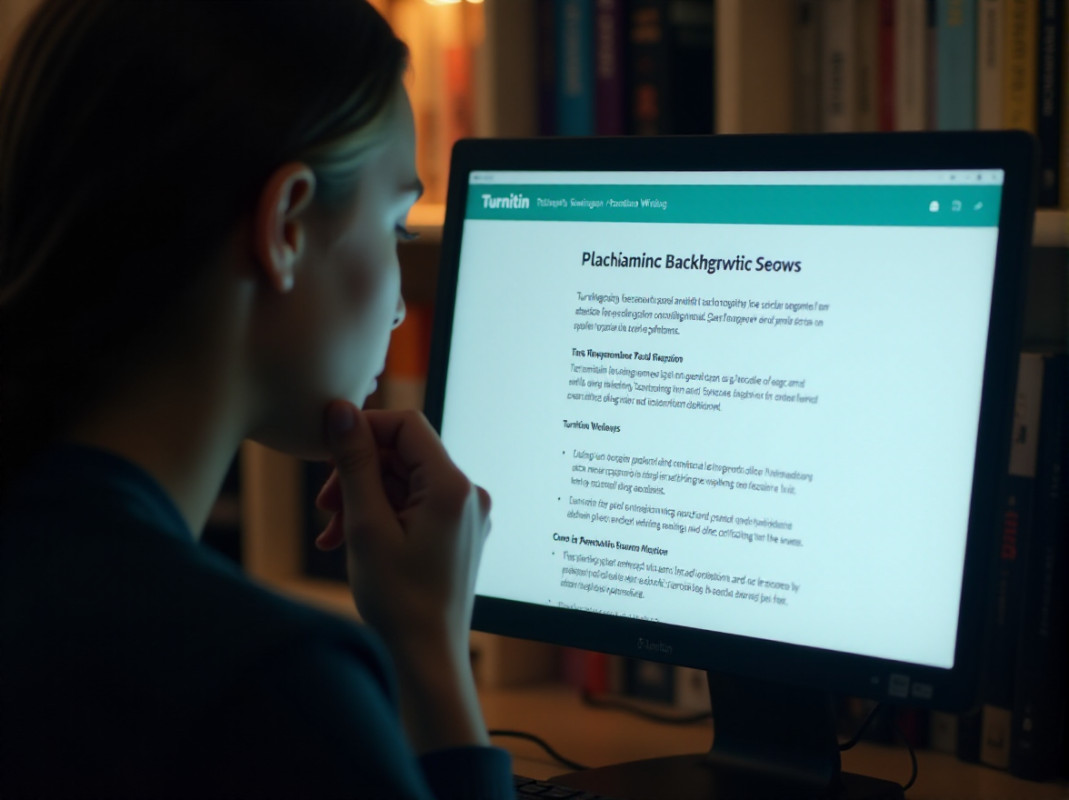 Student using Turnitin to check for plagiarism.